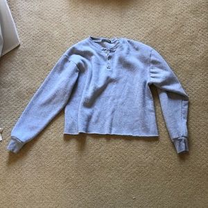 Brandy Melville Grey Long Sleeve Cropped Fleece Lined Sweatshirt One Size
